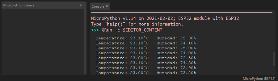 temperatura y humedad con micropython