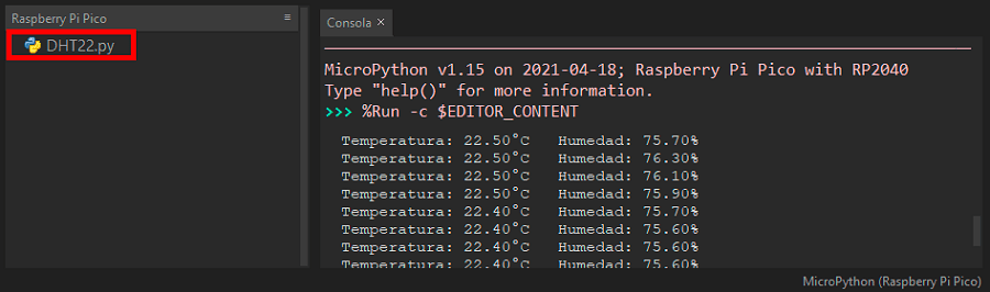 temperatura y humedad con micropython