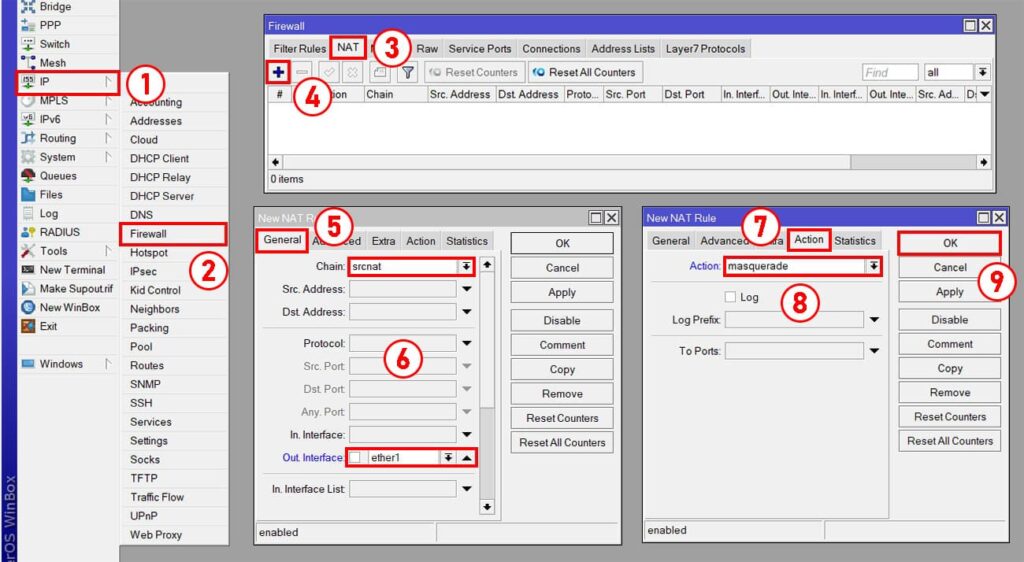 winbox lan firewall nat